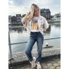 Veste bomber à broderie anglaise beige Emma