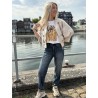 Veste bomber à broderie anglaise beige Emma