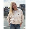 Veste bomber à broderie anglaise beige Emma