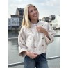 Veste bomber à broderie anglaise beige Emma