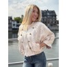 Veste bomber à broderie anglaise beige Emma