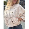 Veste bomber à broderie anglaise beige Emma