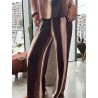 Pantalon fluide large à rayures bordeaux Naomie