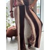 Pantalon fluide large à rayures bordeaux Naomie