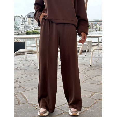 Pantalon doux style jogging rayé choco Gaelle