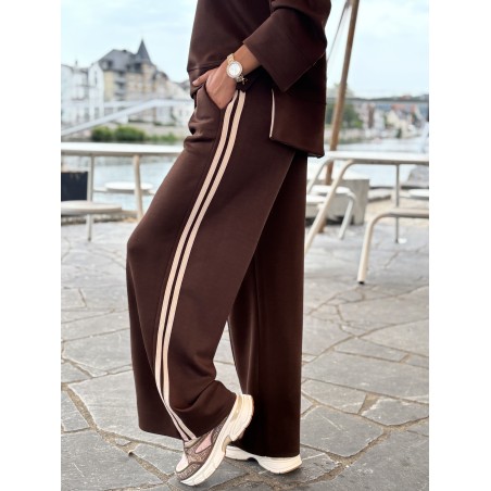 Pantalon doux style jogging rayé choco Gaelle
