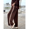 Pantalon doux style jogging rayé choco Gaelle