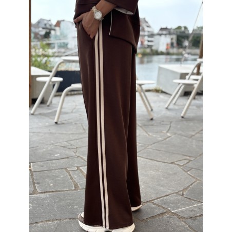 Pantalon doux style jogging rayé choco Gaelle