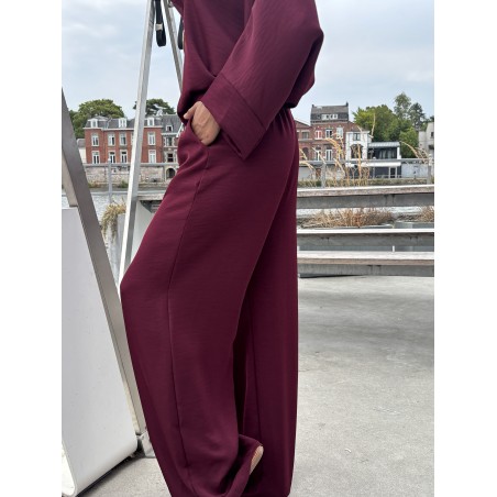 Pantalon fluide palazzo bordeaux Mandy
