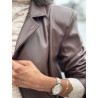 Veste blazer en similicuir choco Mirza