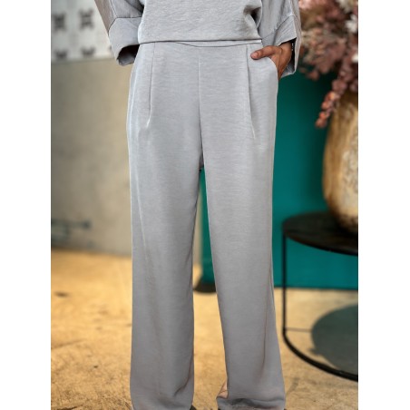 Pantalon fluide palazzo taupe Mandy