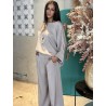Pantalon fluide palazzo taupe Mandy