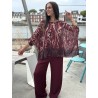 Blouse fluide légère asymétrique bordeaux Ines