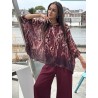Blouse fluide légère asymétrique bordeaux Ines