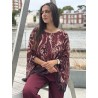 Blouse fluide légère asymétrique bordeaux Ines