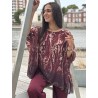 Blouse fluide légère asymétrique bordeaux Ines