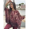 Blouse fluide légère asymétrique bordeaux Ines