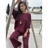 Blouse ample effet bohème bordeaux Paula