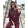 Blouse ample effet bohème bordeaux Paula