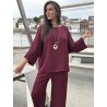 Blouse ample effet bohème bordeaux Paula