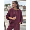 Blouse ample effet bohème bordeaux Paula