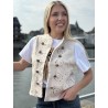 Gilet sans manches à broderie anglaise beige Oceane