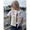 Gilet sans manches à broderie anglaise beige Oceane
