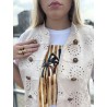 Gilet sans manches à broderie anglaise beige Oceane