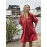 Robe courte à manches bouffantes brodées Bordeaux Christelle