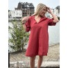 Robe courte à manches bouffantes brodées Bordeaux Christelle