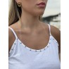 Robe courte à fines bretelles et détails cloutés blanche Sophie