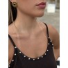 Robe courte à fines bretelles et détails cloutés choco Sophie