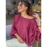 Blouse fluide oversize effet satiné bordeaux ALBA