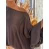 Blouse fluide oversize effet satiné choco ALBA