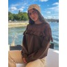 Sweat-shirt fluide à dentelle florale choco AUDE