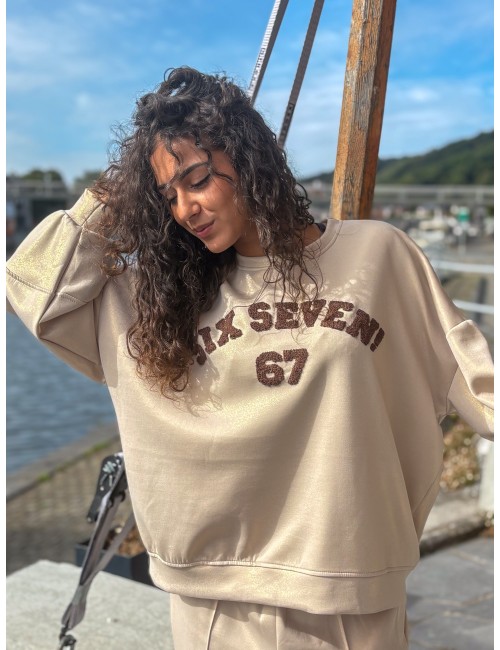 Sweat-shirt oversize irisé texturé beige SPEARS
