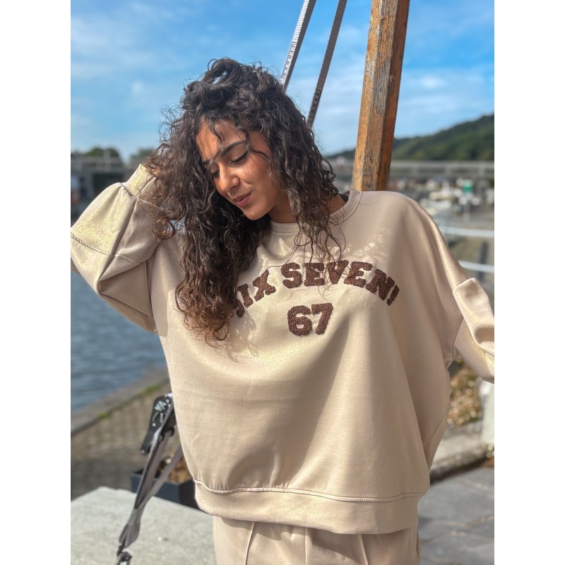Sweat-shirt oversize irisé texturé beige SPEARS
