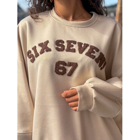 Sweat-shirt oversize irisé texturé beige SPEARS