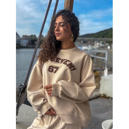 Sweat-shirt oversize irisé texturé beige SPEARS