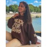 Sweat-shirt oversize à motifs en strass choco FANNY
