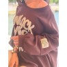 Sweat-shirt oversize à motifs en strass choco FANNY