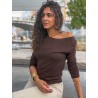 Pull ajusté col rond choco MONA