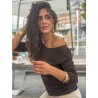 Pull ajusté col rond choco MONA
