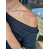 Pull ajusté col rond noir MONA