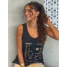 Débardeur à motifs et strass noir AURELIE