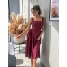 Robe longue fluide et évasée bordeaux ALICIA