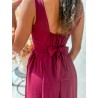 Robe longue fluide et évasée bordeaux ALICIA