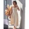 Robe longue fluide et évasée beige ALICIA