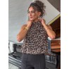 Top fluide à col américain motifs léopard EMILIE