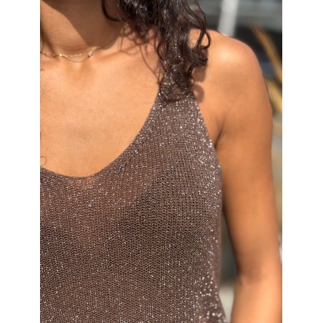 Top débardeur scintillant choco PRISCILLIA